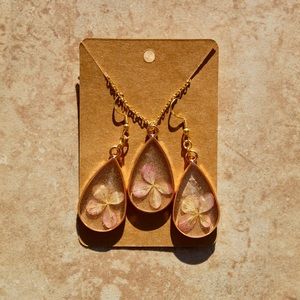 PINK HYDRANGEA NECKLACE & EARRINGS